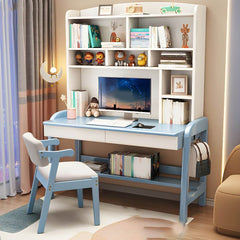 Solid Wood Kids Writing Desk with Hutch and 2 Drawers