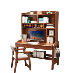 Solid Wood Kids Writing Desk with Hutch and 2 Drawers