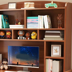 Solid Wood Kids Writing Desk with Hutch and 2 Drawers