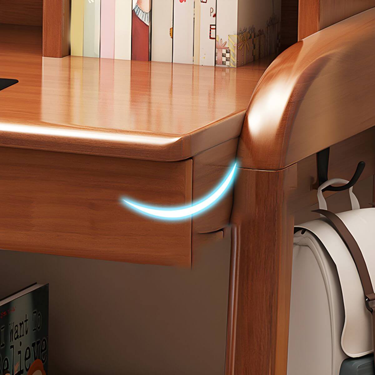 Solid Wood Kids Writing Desk with Hutch and 2 Drawers