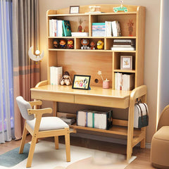 Solid Wood Kids Writing Desk with Hutch and 2 Drawers Main Product Image