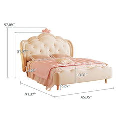 Solid Wood Modern Princess Bed with Removable Tent and Storage