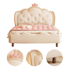 Solid Wood Modern Princess Bed with Removable Tent and Storage