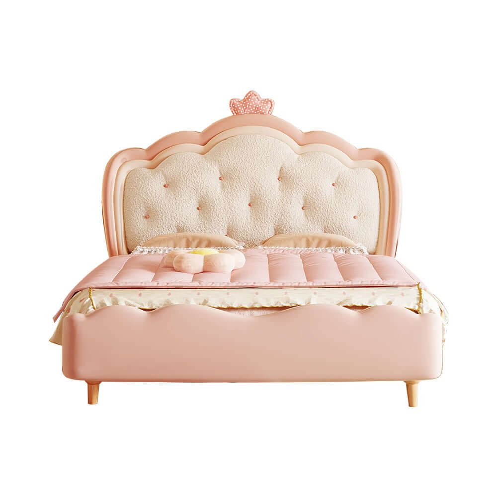 Solid Wood Modern Princess Bed with Removable Tent and Storage