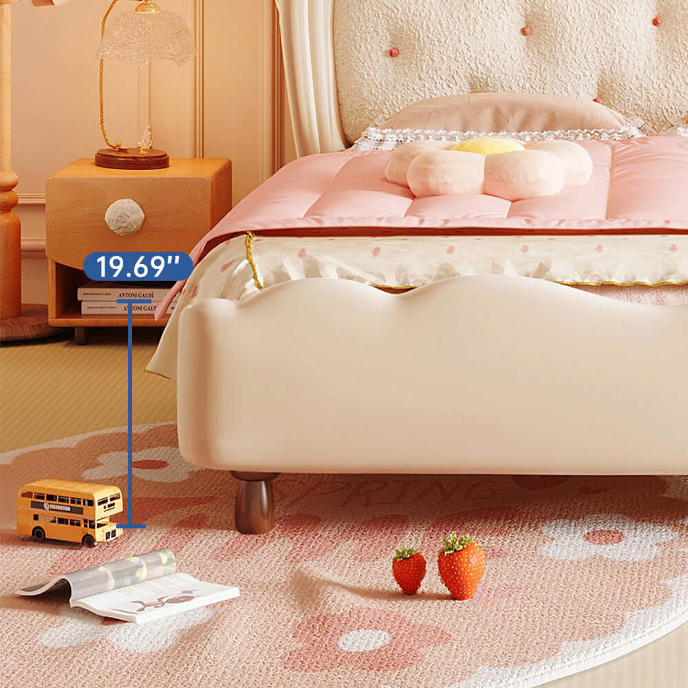 Solid Wood Modern Princess Bed with Removable Tent and Storage