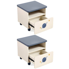 Space-Themed Kid's Nightstand with Drawer and Open Storage