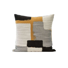 Square Throw Pillow Cover in Cotton Blend with Geometric Design