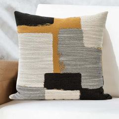 Square Throw Pillow Cover in Cotton Blend with Geometric Design