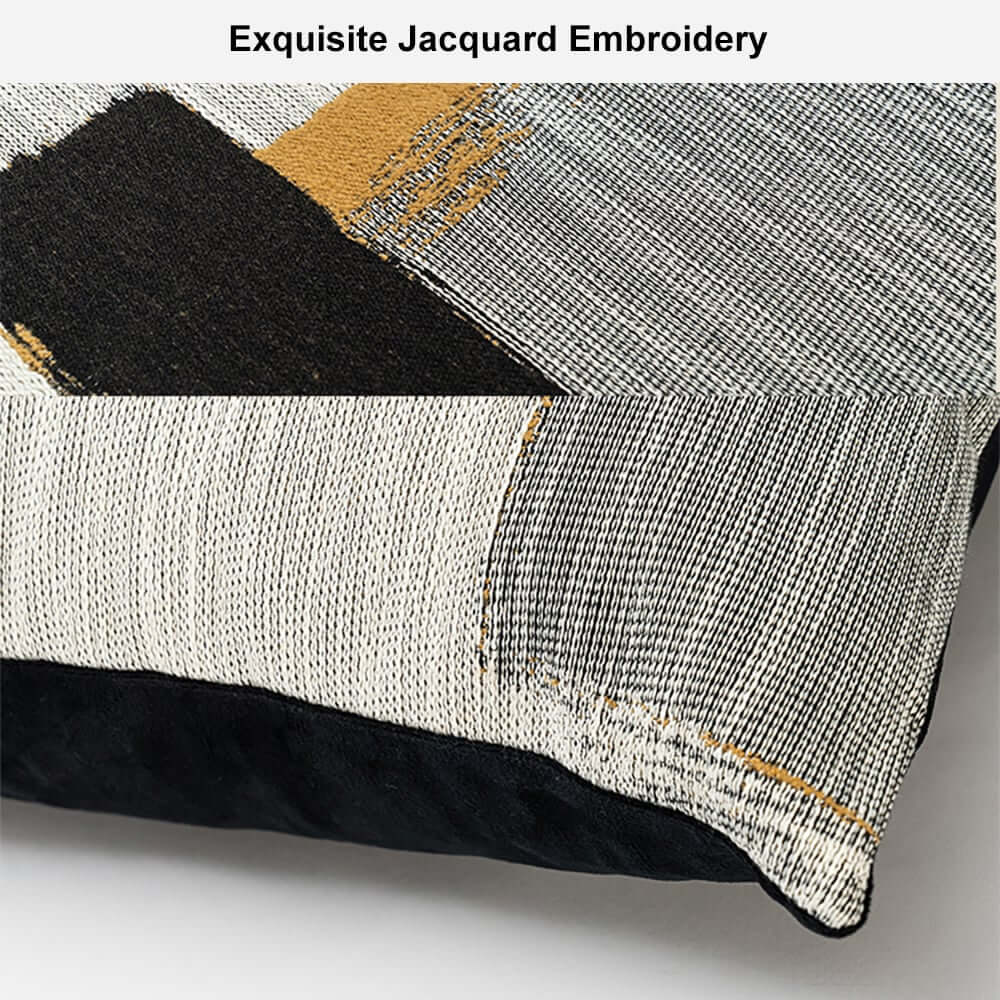Square Throw Pillow Cover in Cotton Blend with Geometric Design