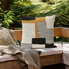 Square Throw Pillow Cover in Cotton Blend with Geometric Design