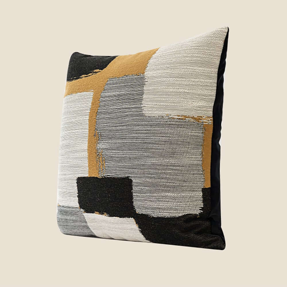 Square Throw Pillow Cover in Cotton Blend with Geometric Design