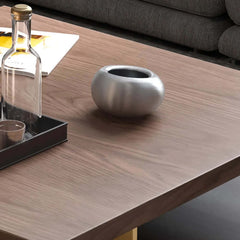 Square Walnut Coffee Table With Shelves - Modern Style