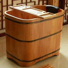 Square Wooden Bath Tub with Removable Cushion