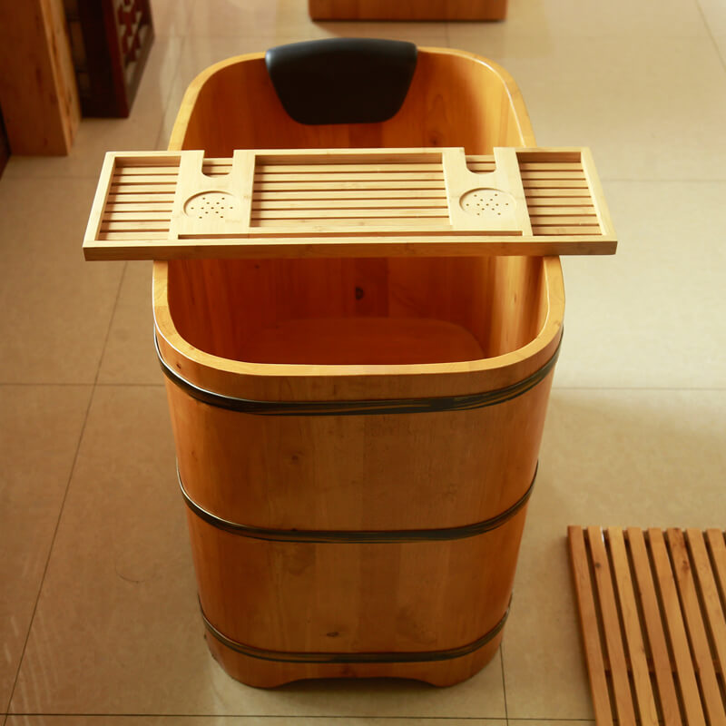 Square Wooden Bath Tub with Removable Cushion
