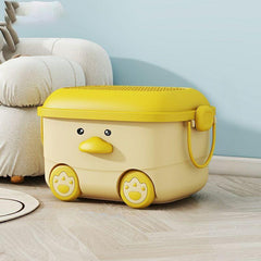 Stackable Animal-Shaped Plastic Toy Box with Wheels and Lid