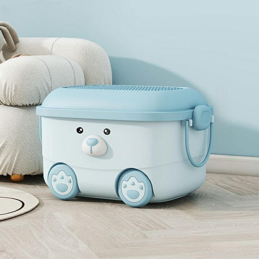 Stackable Animal-Shaped Plastic Toy Box with Wheels and Lid