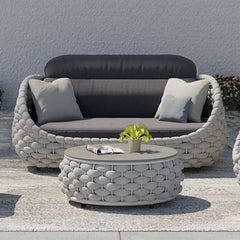 Stirling Modern 3-Seater Outdoor Sofa with Cushions in Gray