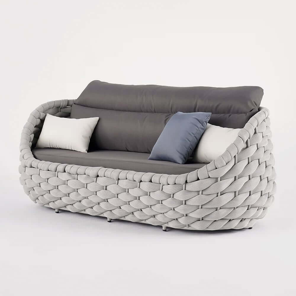 Stirling Modern 3-Seater Outdoor Sofa with Cushions in Gray