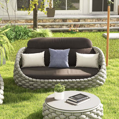 Stirling Modern 3-Seater Outdoor Sofa with Cushions in Gray