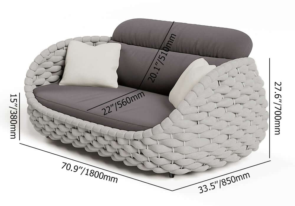 Stirling Modern 3-Seater Outdoor Sofa with Cushions in Gray Dimensions