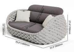 Stirling Modern 3-Seater Outdoor Sofa with Cushions in Gray Dimensions