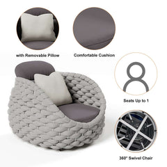 Stirling Outdoor Sofa Set with Woven Rope and Stone Top - Modern Design