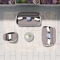 Stirling Outdoor Sofa Set with Woven Rope and Stone Top - Modern Design