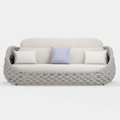 Stirling Outdoor Sofa Set with Woven Rope and Stone Top - Modern Design