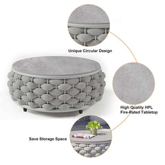 Stirling Outdoor Sofa Set with Woven Rope and Stone Top - Modern Design