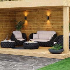 Stirling Outdoor Sofa Set with Woven Rope and Stone Top - Modern Design