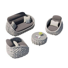 Stirling Outdoor Sofa Set with Woven Rope and Stone Top - Modern Design