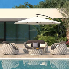 Stirling Outdoor Sofa Set with Woven Rope and Stone Top - Modern Design