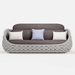 Stirling Outdoor Sofa Set with Woven Rope and Stone Top - Modern Design