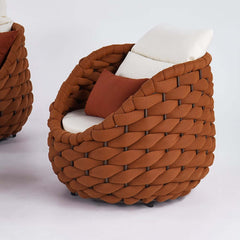 Stirling Outdoor Sofa Set with Woven Rope and Stone Top - Modern Design