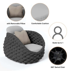 Stirling Outdoor Sofa Set with Woven Rope and Stone Top - Modern Design