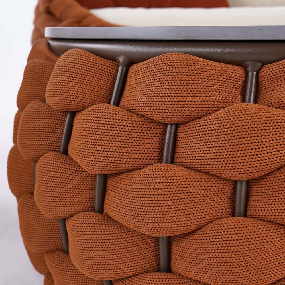 Stirling Outdoor Sofa Set with Woven Rope and Stone Top - Modern Design