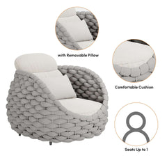 Stirling Outdoor Sofa Set with Woven Rope and Stone Top - Modern Design