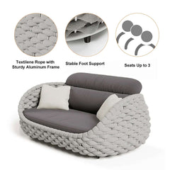 Stirling Outdoor Sofa Set with Woven Rope and Stone Top - Modern Design