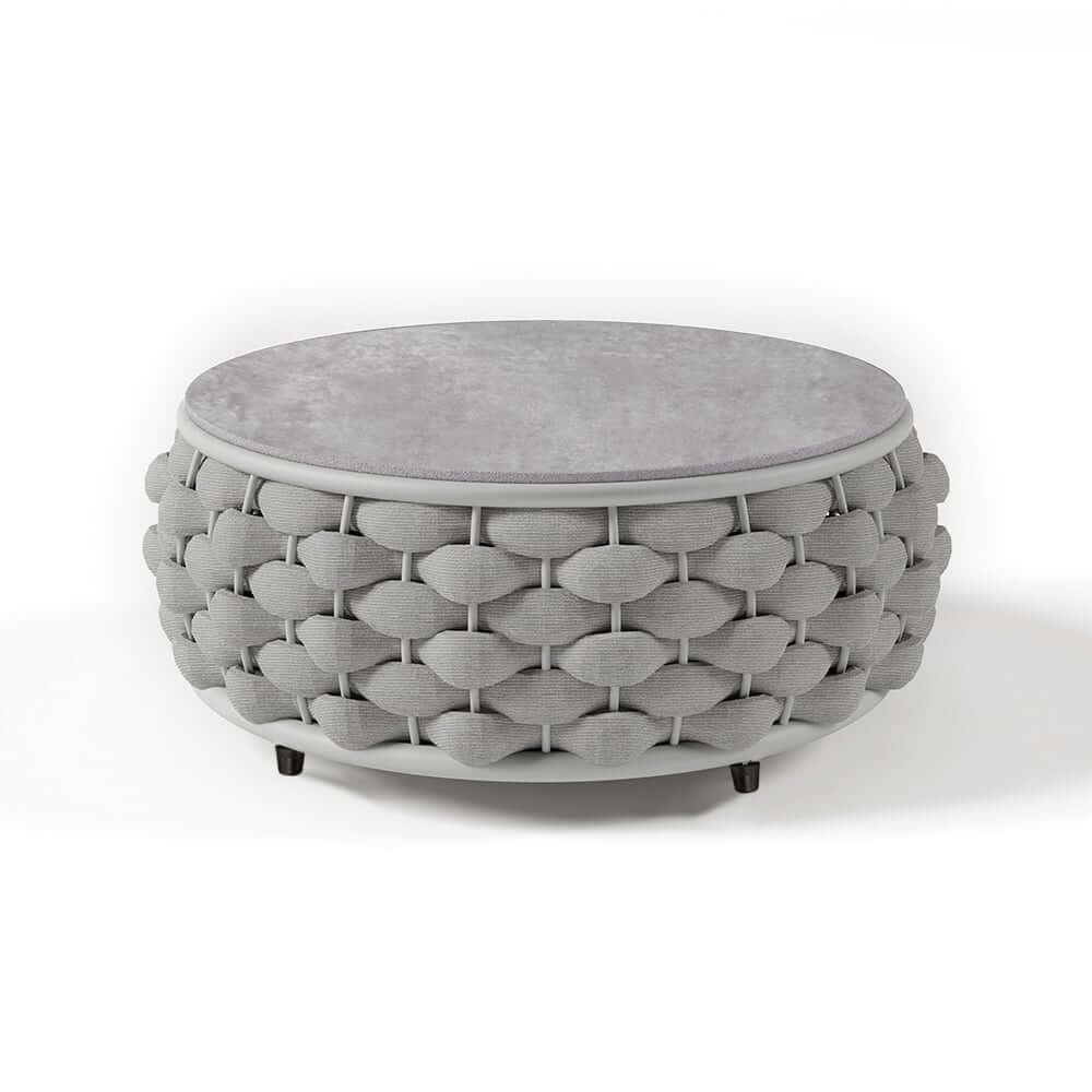 Stirling Outdoor Sofa Set with Woven Rope and Stone Top - Modern Design