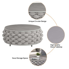 Stirling Outdoor Sofa Set with Woven Rope and Stone Top - Modern Design