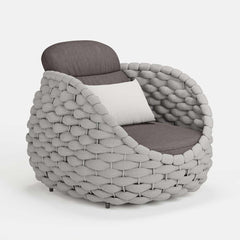 Stirling Outdoor Sofa Set with Woven Rope and Stone Top - Modern Design