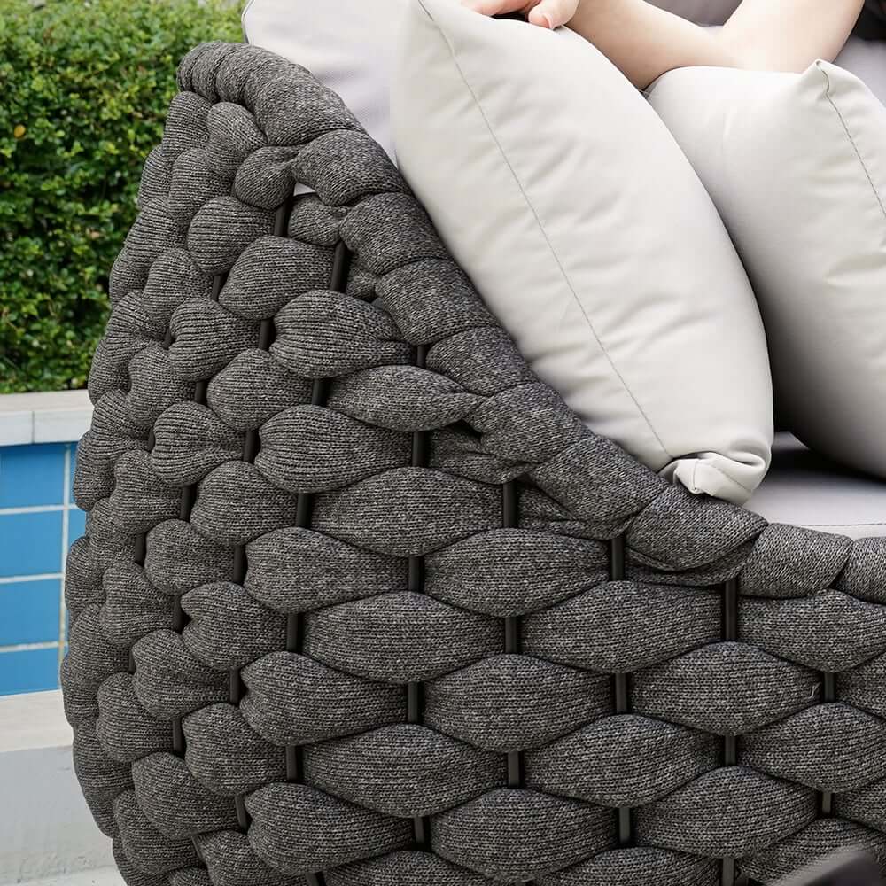 Stirling Outdoor Sofa Set with Woven Rope and Stone Top - Modern Design