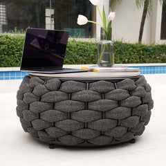 Stirling Outdoor Sofa Set with Woven Rope and Stone Top - Modern Design