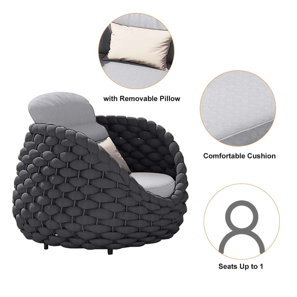 Stirling Outdoor Sofa Set with Woven Rope and Stone Top - Modern Design