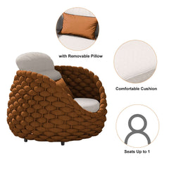 Stirling Outdoor Sofa Set with Woven Rope and Stone Top - Modern Design