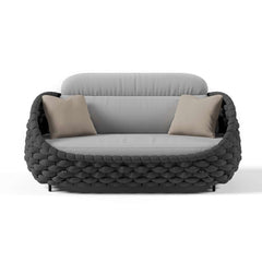 Stirling Outdoor Sofa Set with Woven Rope and Stone Top - Modern Design