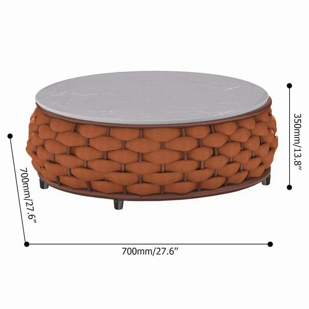 Stirling Outdoor Sofa Set with Woven Rope and Stone Top - Modern Design Dimensions