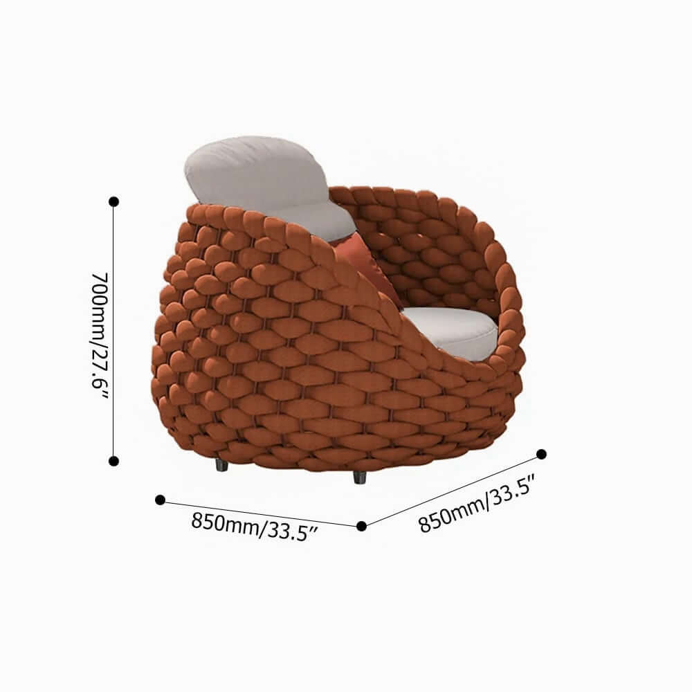 Stirling Outdoor Sofa Set with Woven Rope and Stone Top - Modern Design Dimensions