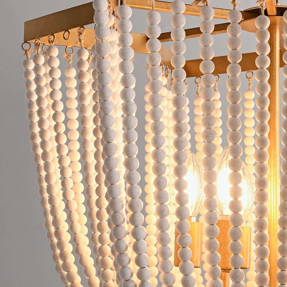 Stunning Gold Double Star Beaded Chandelier - Boho 6-Light Design