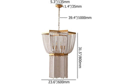 Stunning Gold Double Star Beaded Chandelier - Boho 6-Light Design Dimensions